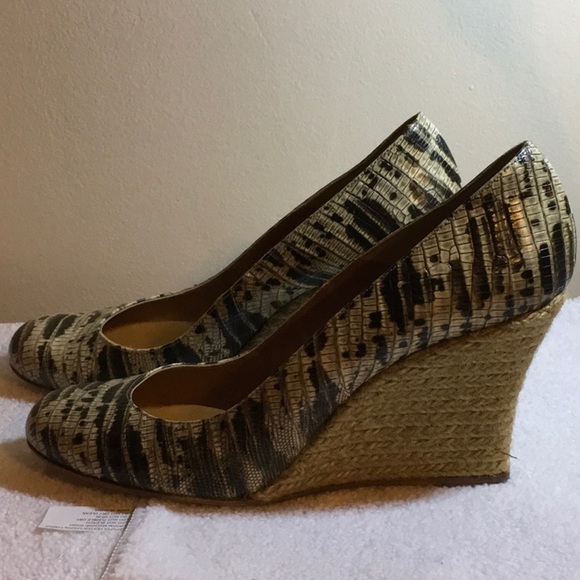 Lanvin Leather Espadrille Wedges in Snakeskin Print (40 / US 10) - Picture 4 of 8
